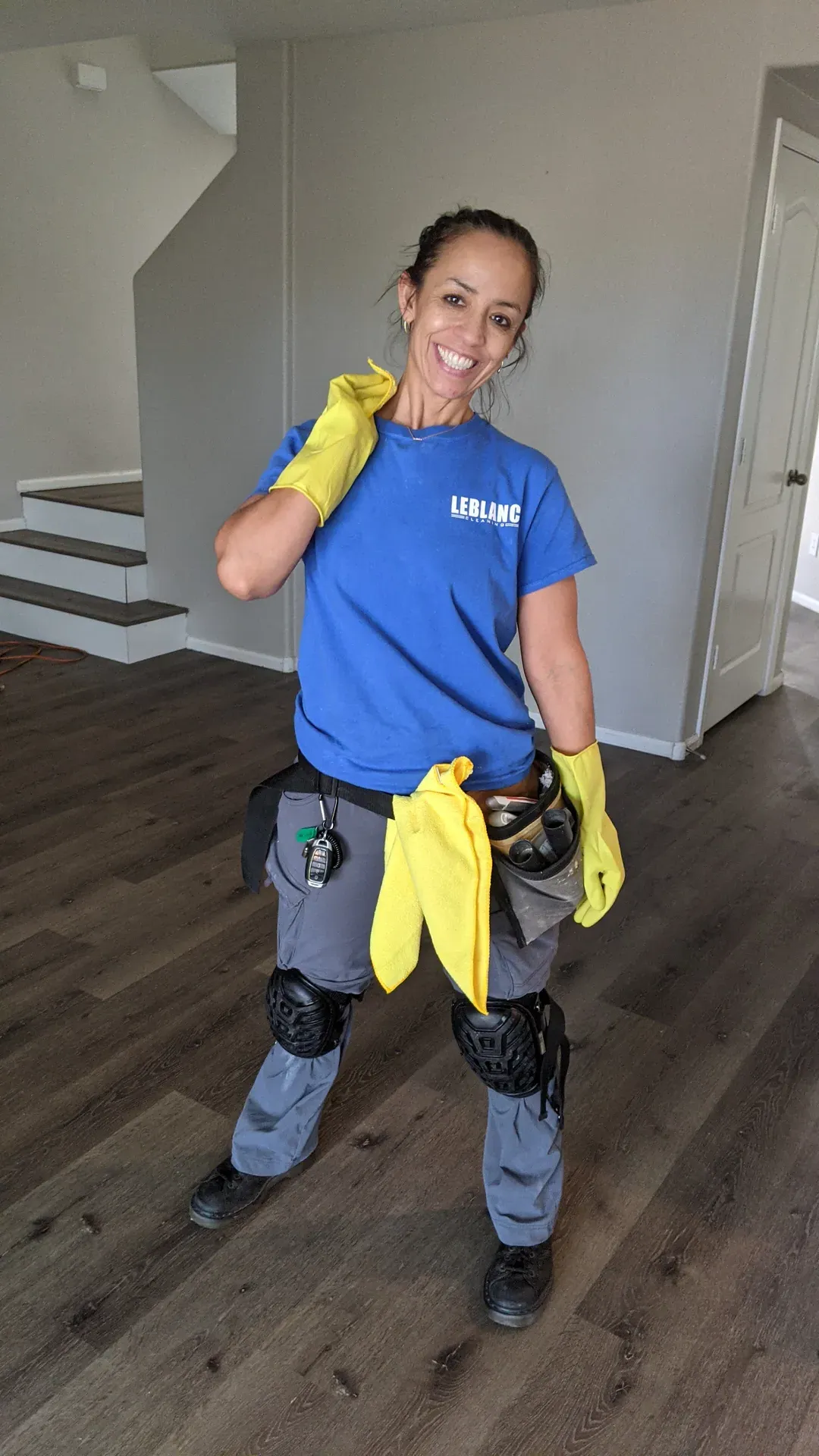 LeBlanc Cleaning team member in branded uniform ready to clean a home in Mesa, AZ